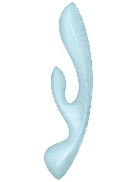 Двухсторонний вибратор-кролик Satisfyer Triple Oh Light Blue, 3 мотора, рукоятка-массажер