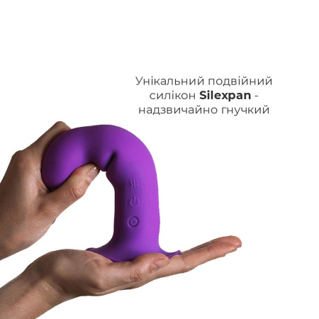 Дилдо с вибрацией Adrien Lastic Hitsens 3 Purple, отлично для страпона, диаметр 4см, длина 18,2см || Двошаровий ділдо з вібрацією Adrien Lastic Hitsens 3 Purple, відмінно для страпона, діаметр 4 см, до