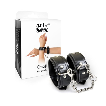 Наручники из экокожи Art of Sex - Handcuffs Emoji, цвет черный || Наручники із екошкіри Art of Sex - Handcuffs Emoji, колір чорний