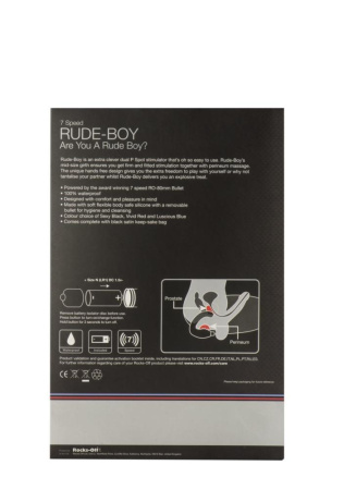 Вибромассажер простаты Rocks Off Rude-Boy Black, массаж промежности, макс диаметр 2,5см || Вібромасажер простати Rocks Off Rude-Boy Black, масаж промежини, макс. діаметр 2,5 см