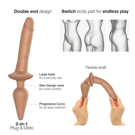 Анальная пробка с дилдо 2в1 Strap-On-Me SWITCH PLUG-IN REALISTIC DILDO Caramel S, диаметр 3,3/2,9 см || Анальна пробка з дилдо 2в1 Strap-On-Me SWITCH PLUG-IN REALISTIC DILDO Caramel S, діаметр 3,3/2,9 см