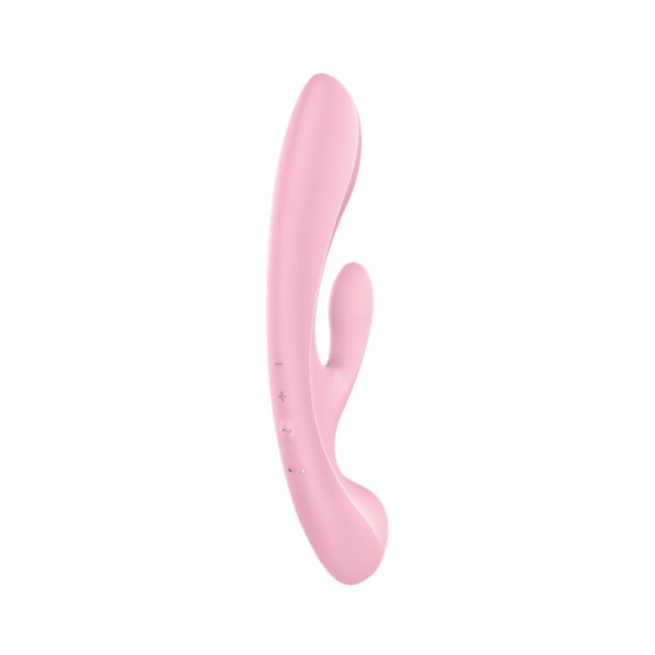 Двусторонний вибратор-кролик Satisfyer Triple Oh Pink, 3 мотора, рукоятка-массажер