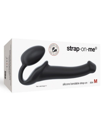 Безремневой страпон Strap-On-Me Black M, полностью регулируемый, диаметр 3,3см || Безремінний страпон Strap-On-Me Black M, повністю регульований, діаметр 3,3 см