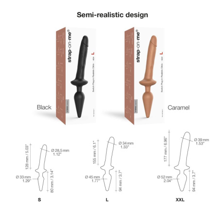 Анальная пробка с дилдо 2в1 Strap-On-Me SWITCH PLUG-IN REALISTIC DILDO Black L, диаметр 4,5/3,4 см || Анальна пробка з дилдо 2в1 Strap-On-Me SWITCH PLUG-IN REALISTIC DILDO Black L, діаметр 4,5/3,4 см